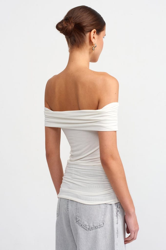 Off-Shoulder Rimpel Bodycon Top