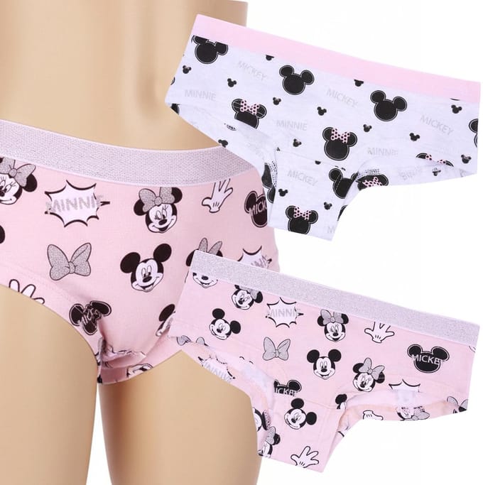 DISNEY Minnie Mouse Jeugd BAUMWOLL-Slips für Mädchen 2 Paar BEQUEM