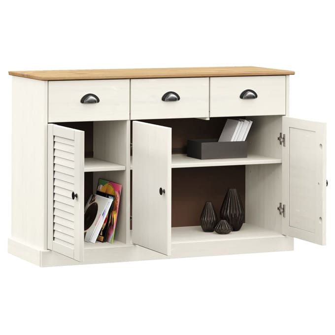 vidaXL - Dressoir - met - lades - VIGO - 113x40x75 - cm - massief - grenenhout - wit