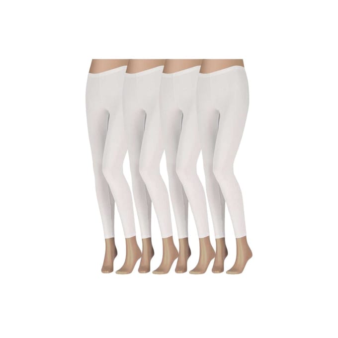 Legging Dames - Katoen - 4-Pack - Wit / S/M