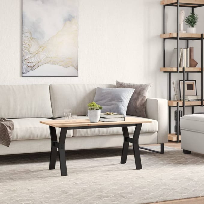 vidaXL - Salontafel - Y-frame - 100x50x45 - cm - massief - grenenhout - en - staal