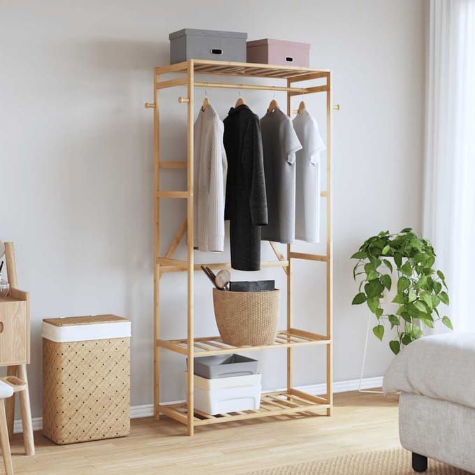 vidaXL - Kledingrek - met - schappen - 80x40x175 - cm - bamboe