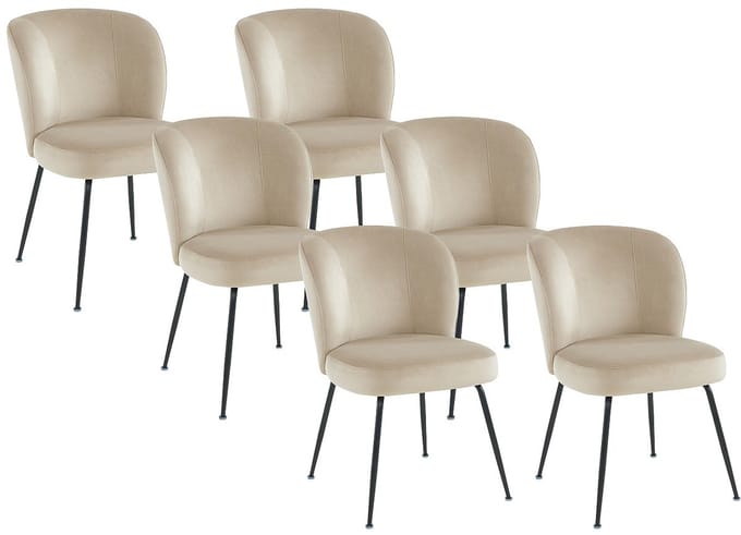 Vente-unique Set van 6 stoelen van fluweel en metaal - Beige - POLPONA van Pascal MORABITO