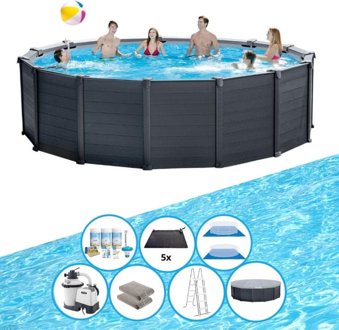 Intex Zwembad Graphite Grey Panel - Met accessoires - 478x124 cm