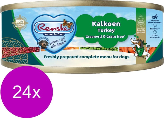 RENSKE HOND VERS VLEES KALKOEN GRAANVRIJ 24X95 GR
