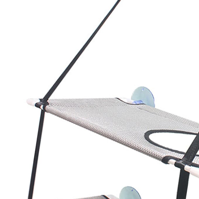 Hamac pour chat à double couche, installation suspendue, ventouse solide, perchoir souple pour fenêtre de chat, siège de repos noir
