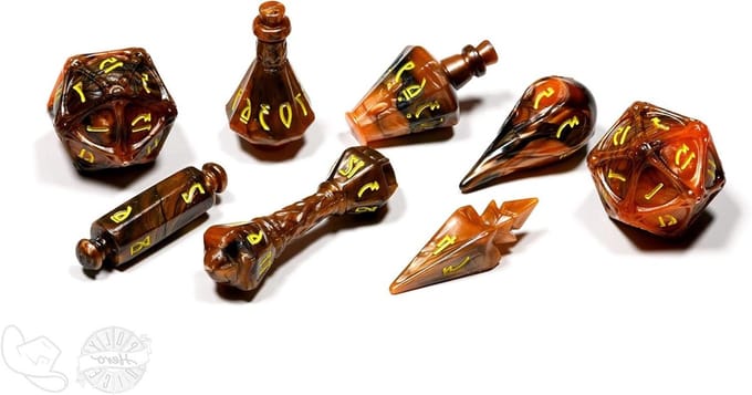 Dobbelstenen Set - RPG Dobbelstenen - Rollenspellen Spelen - 8 Delige Kit - 8 Stuks - Smeulende Ember