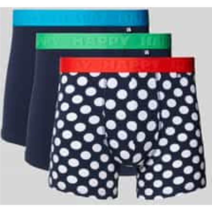 Happy Socks - 3-Pack Navy Big Dot Short Boxers - Heren - Ondergoed
