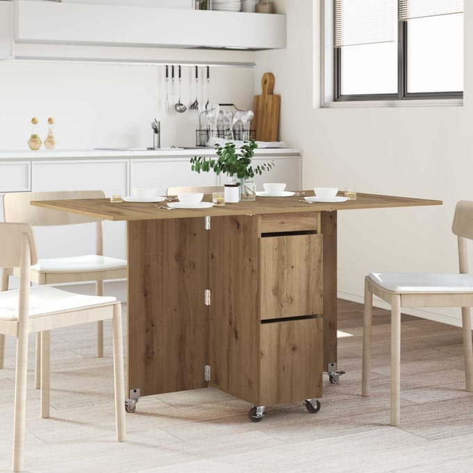 vidaXL - Eettafel - 140 - x - 80 - x - 77 - cm - Bewerkt - hout - Artisanaal - eiken