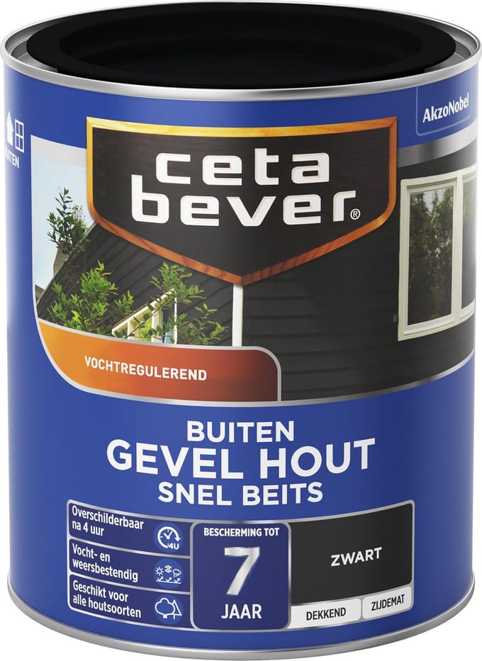 Cetabever - Snelbeits Gevel Hout Dekkend - Zwart - 750 Ml