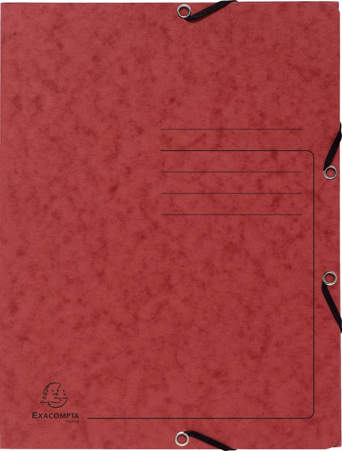 Exacompta 25x Bedrukte Elastomappen met klep - glanskarton 355g/m2 - A4 - Rood - 55405E