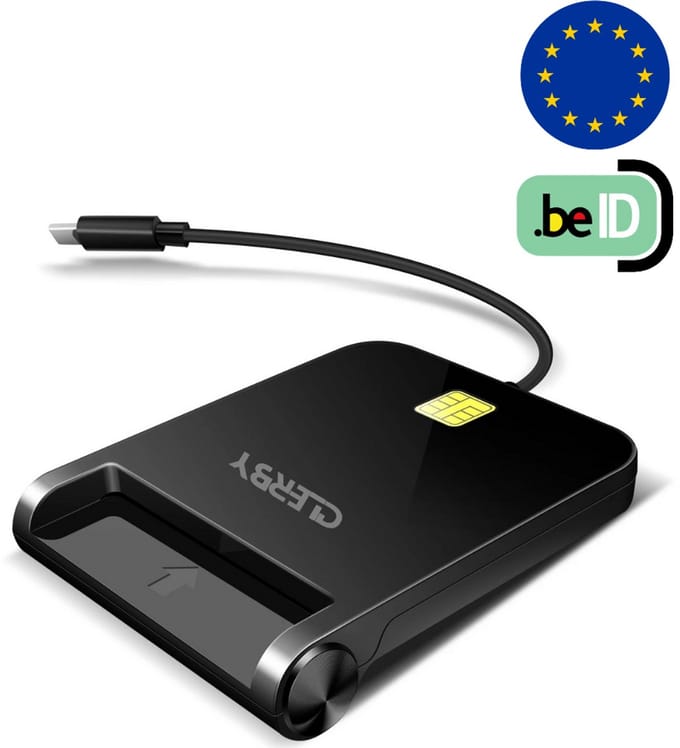 Clerby - eID Kaartlezer - USB-C - Identiteitskaartlezer - België - Europa - ID kaartlezer - NFC Reader - ID Reader - Creditcard Reader - Smart Cards - Card Reader - Belgische Identiteitskaart - Mac - Windows