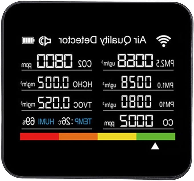 Slimme Luchtkwaliteitsmeter - Lucht Tracker - Binnenlucht Meten - 14-in-1 Multifunctioneel - 2.8 Inch TFT - Wit
