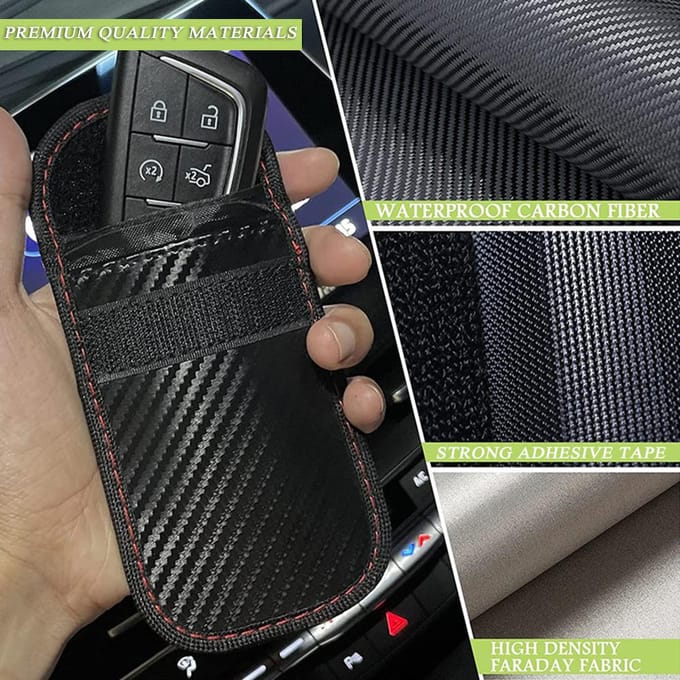 Faraday Box met 2-pack Faraday Pouch, sleutelhangerbeschermer, Keyless Entry autosleutelkluisbeschermer RFID 0 zwart