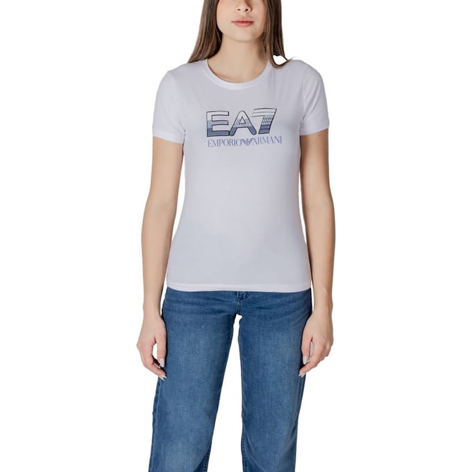 EA7 Emporio Armani Witte Katoenen T-shirt
