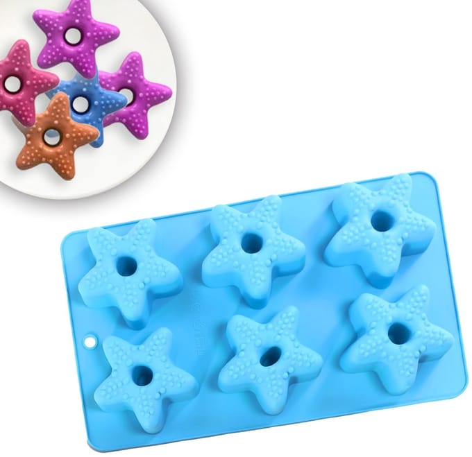 Dailygoods - Siliconen vorm voor donuts, hart, ster, muffinmaker, bakvorm voor bakwaren (blauw)