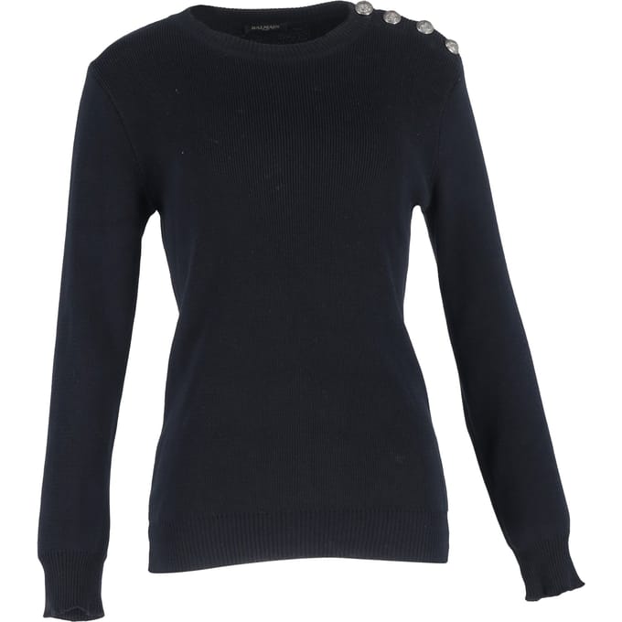Balmain gebreide trui met knoopdetails in zwarte wol