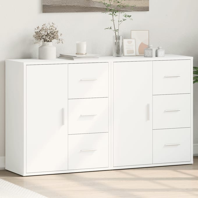 vidaXL - Dressoirs - 2 - st - 60x31x70 - cm - bewerkt - hout - wit