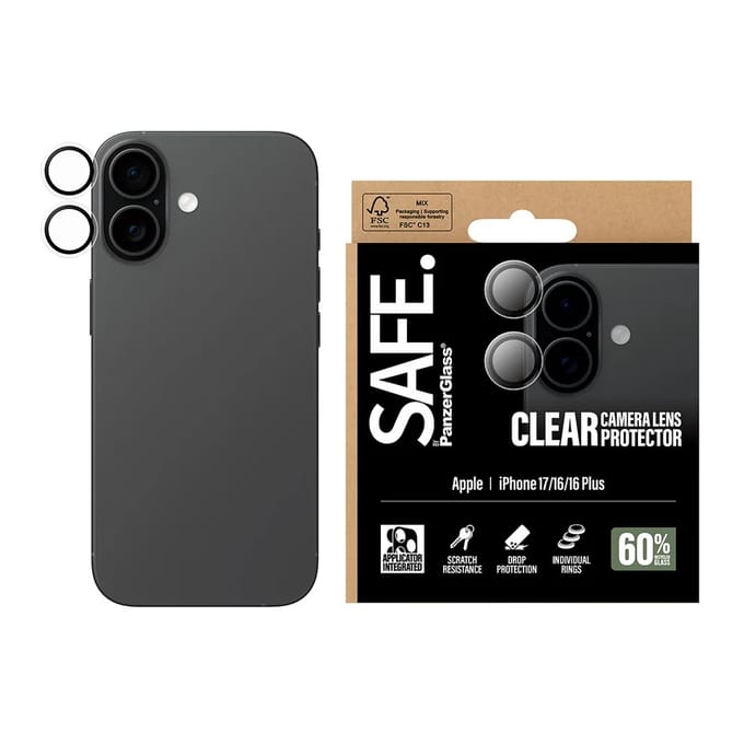 SAFE by PanzerGlass Camera Lens Protector Transparent iPhone 17 | iPhone 16 | 16 Plus