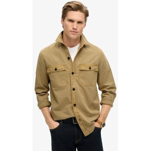Superdry Military Overhemd met Lange Mouwen Tan Grootte: M