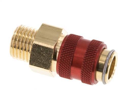 Messing DN 5 Rood Luchtkoppeling Snelkoppeling G 1/4 inch Buitendraad Double Shut-Off - CLS5-M-B-RED-SV-014