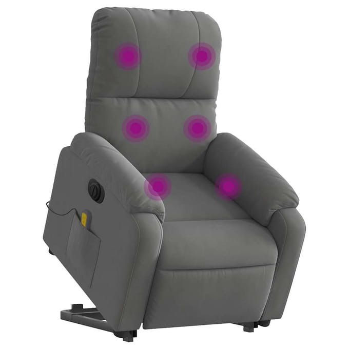 vidaXL - Sta-op-massagestoel - elektrisch - microvezelstof - donkergrijs