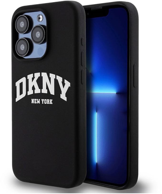 DKNY Silicone Arch Logo Back Case (MagSafe Compatible) - Geschikt voor Apple iPhone 15 Pro (6.1") - Zwart