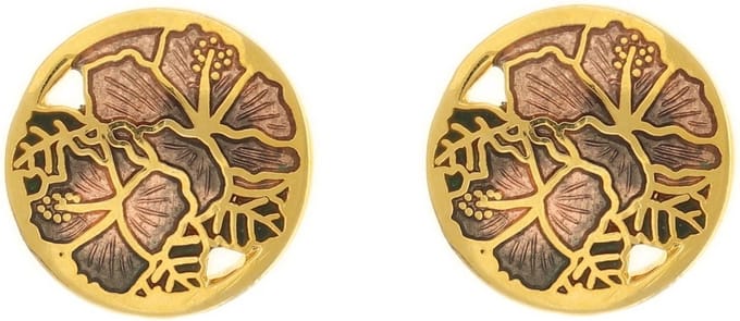 Behave - Oorclips dames - bloemmotief - bruin - 1,5 cm