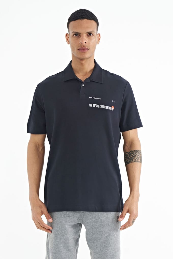 Heren Katoenen Polo T-Shirt Met Tekstprint
