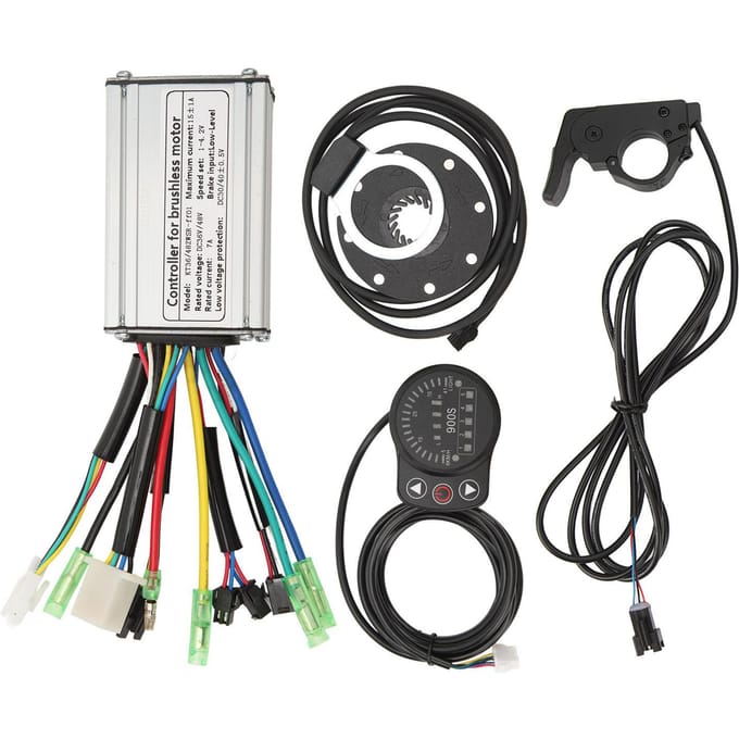 Kit de Conversion Vélo Électrique 36V 48V 250W Moteur Contrôleur Accélérateur au Pouce Capteur d'Assistance au Pédalage PAS Compteur d'Affichage white