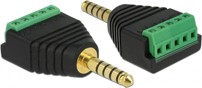 4,4mm Jack (m) Terminal Block - verguld - 5-polig / stereo