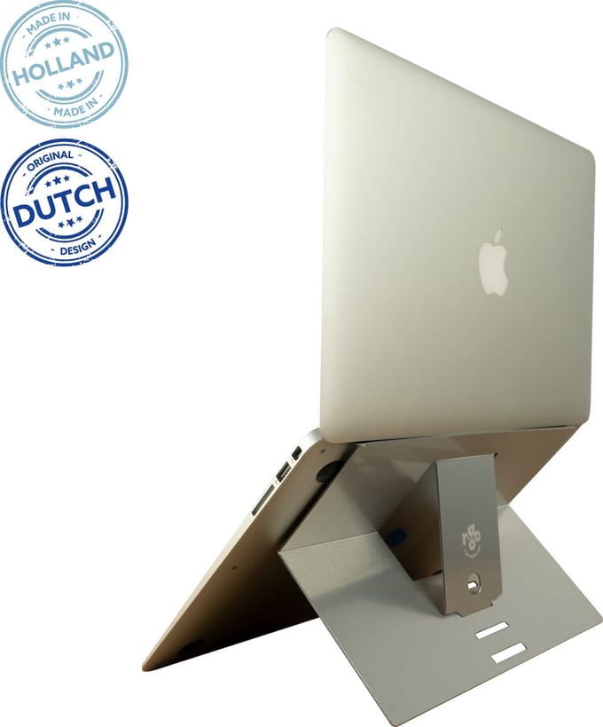 R-Go Riser Attachable - Laptopstandaard - Zelfklevend- Ergonomisch - Verstelbaar - Aluminium - Zilver