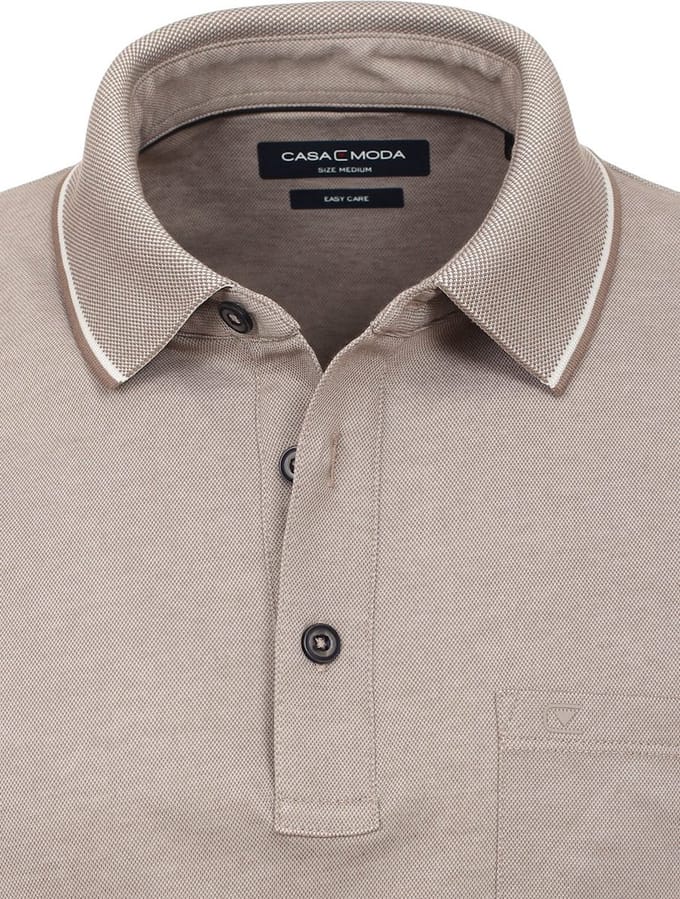 Poloshirt Met Borstzakje 3 Knoops Beige Casa Moda - M