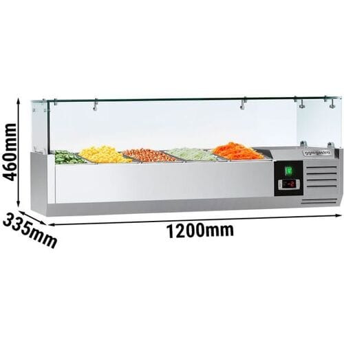 GGM Gastro Opzetkoelvitrine PREMIUM - 1200x335mm - 5x GN 1/4 zilver