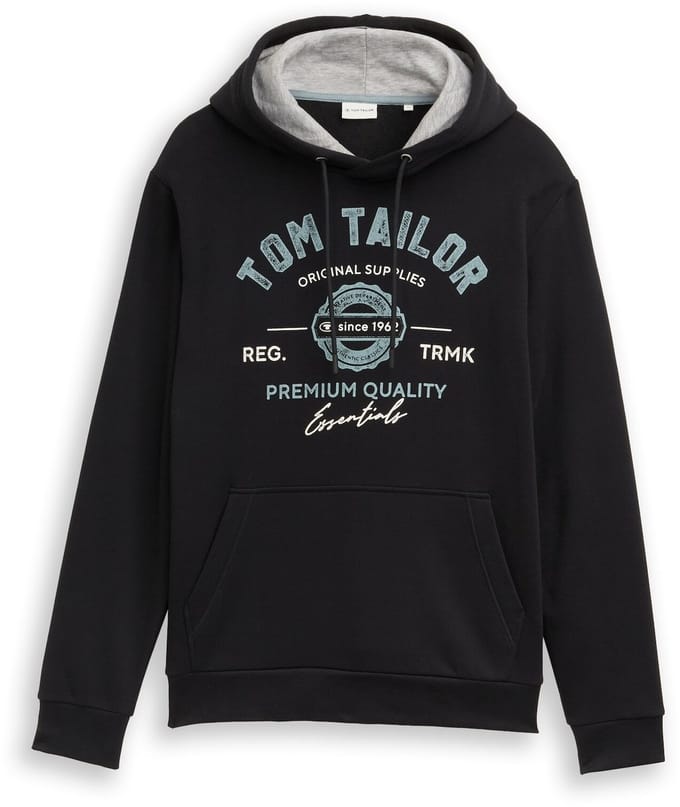 Tom Tailor - Hoodie-sweatshirt met logoprint - Maat S - Almost Black
