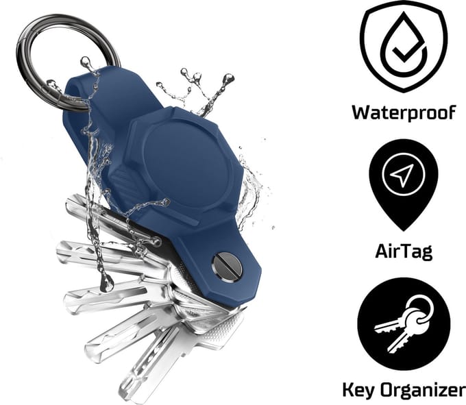 Tectier AirTag Sleutelhanger Sleutelorganizer Waterdicht - Blauw