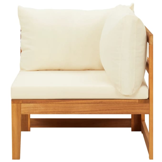 vidaXL - 3-delige - Loungeset - met - crèmewitte - kussens - acaciahout