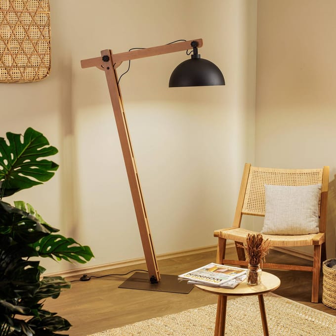 Envostar Stort vloerlamp met houten frame