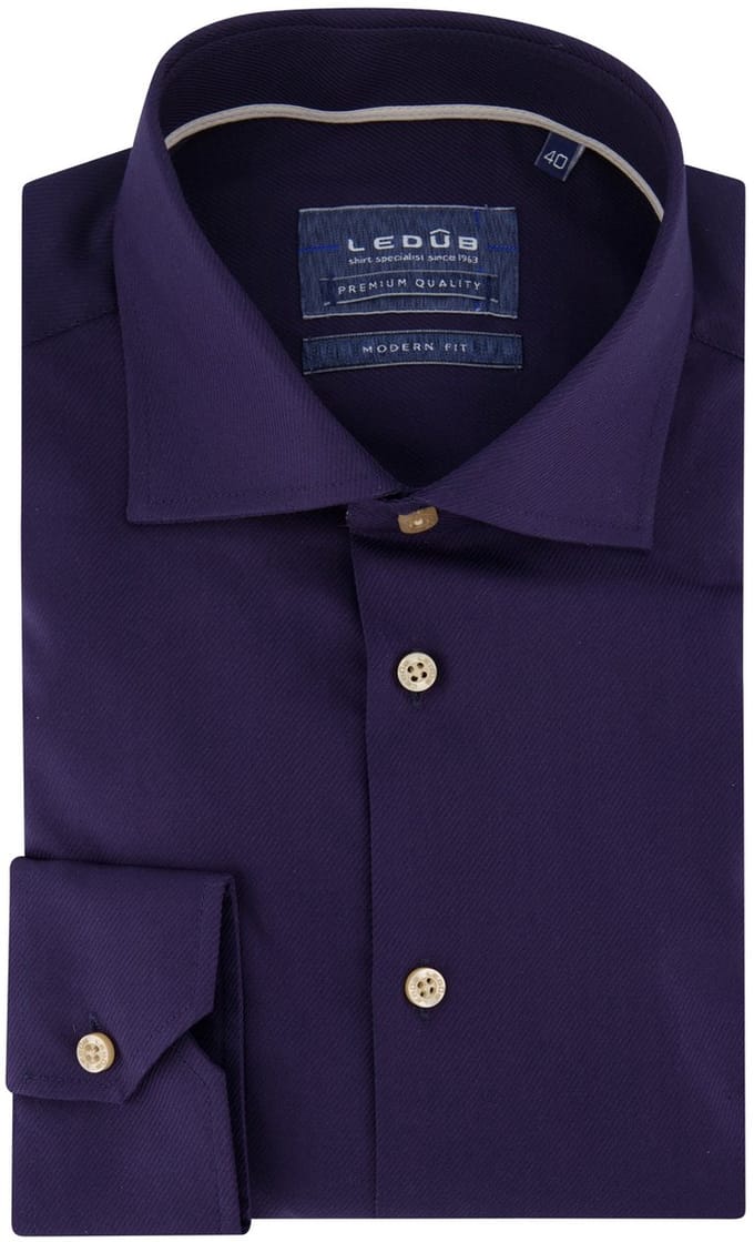 Ledub overhemd donkerblauw modern fit katoen