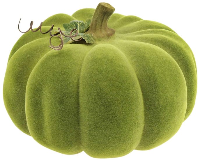 Decoratieve pompoen flocked mosgroen 32cm