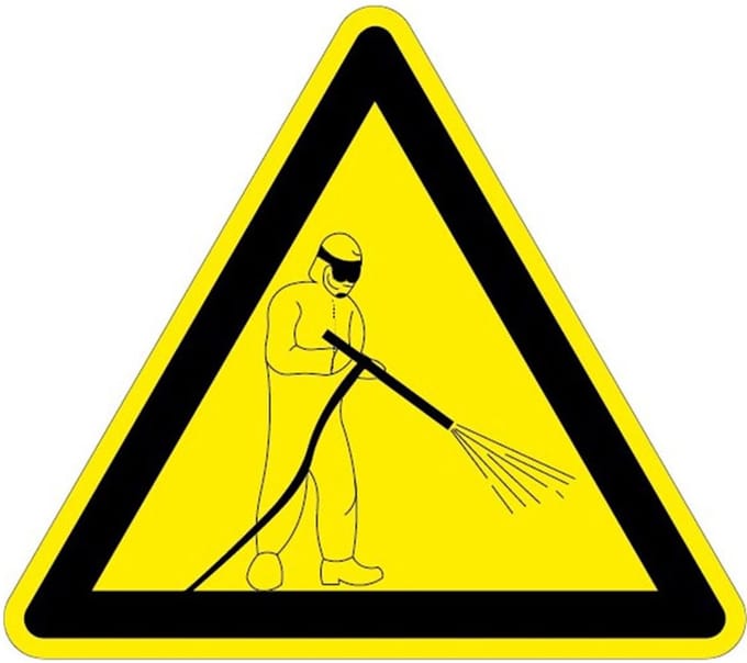 Waarschuwingsbord hogedrukspuit - kunststof 100 mm