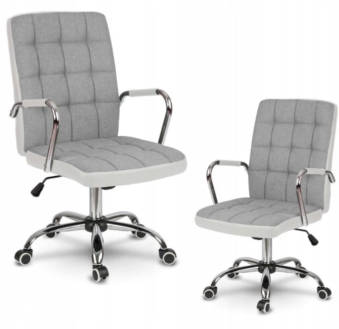 Bureaustoel stof Benton grijs-wit