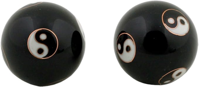 Meridiaankogels Yin Yang zwart - 4 cm (2 stuks) - S