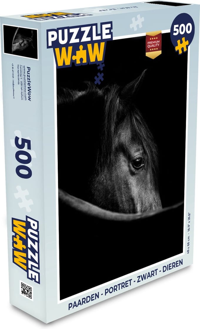 Puzzel Paarden - Portret - Zwart - Dieren - Legpuzzel - Puzzel 500 stukjes
