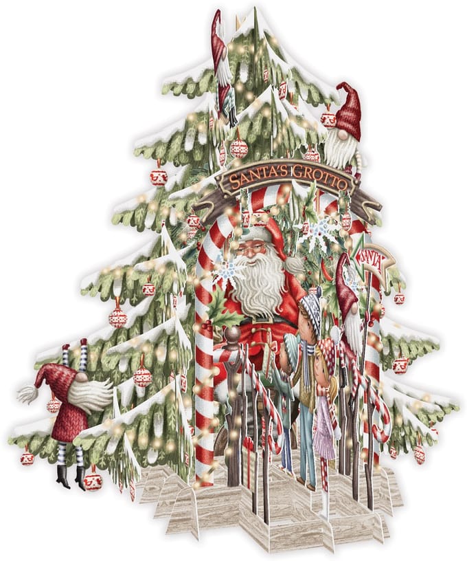 3D-Pop Up Wenskaart Santa's Grotto - Laser gesneden kerstkaart