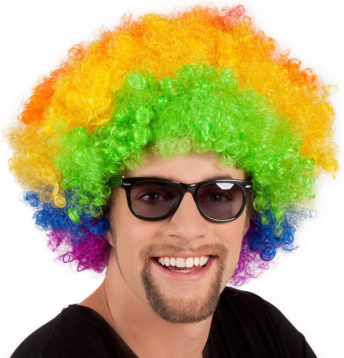 Boland - Pruik Groove multikleur Multi - Afro - Kort - Unisex - Danser/danseres - 70's, 80's & 90's - Disco