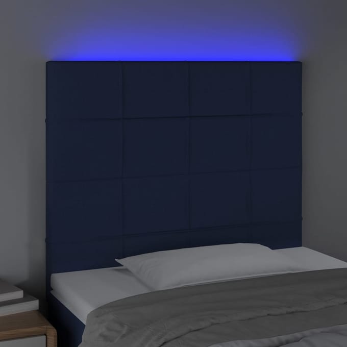 vidaXL - Hoofdbord - LED - 80x5x118/128 - cm - stof - blauw