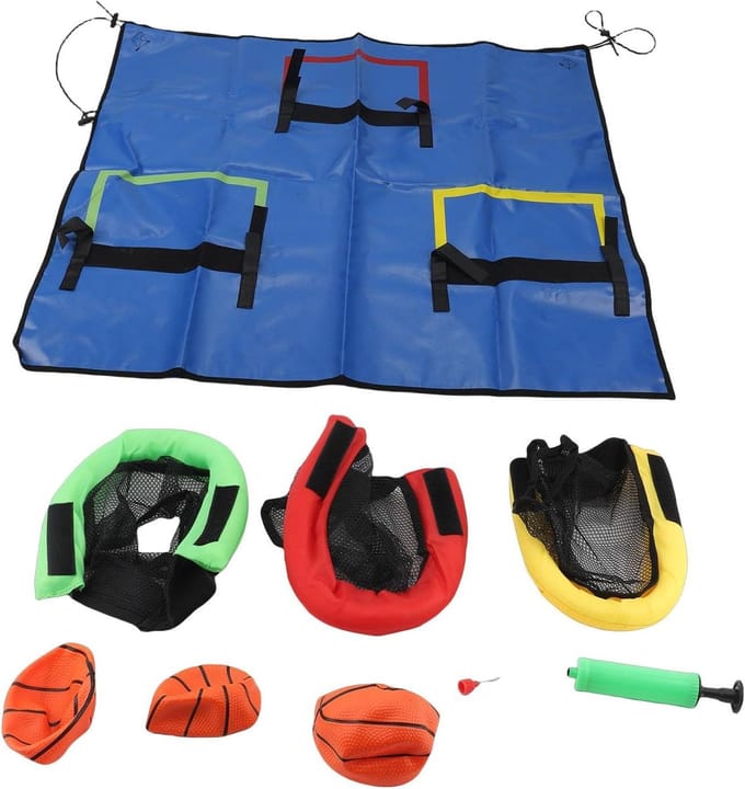 Trampoline Basketbal Set - Springkussen Basketbal - Actief Spelen - Drievoudig Ringontwerp - Inclusief 3 Ballen - Blauw