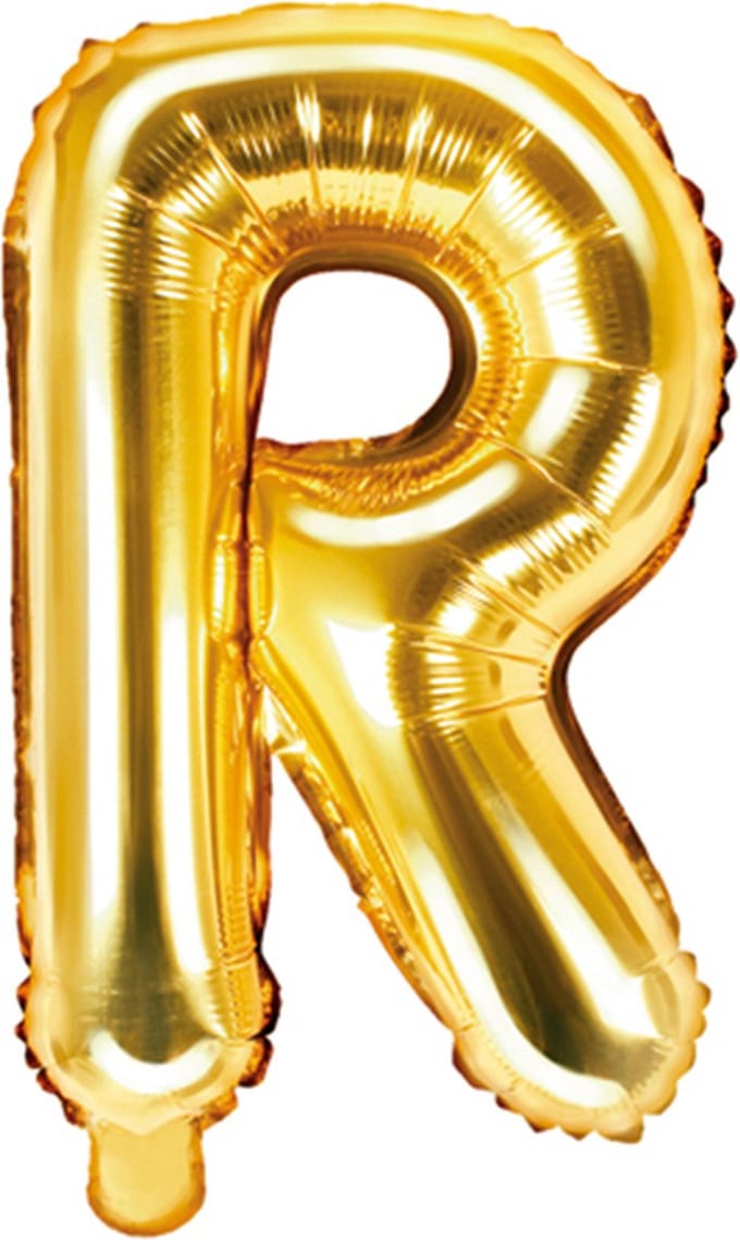 Partydeco - Folieballon Goud Letter R (35 cm)