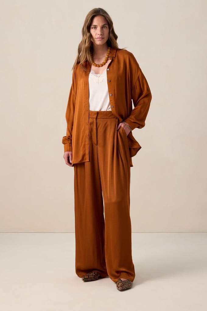 Sissy-Boy - Bruine high waist wide leg broek